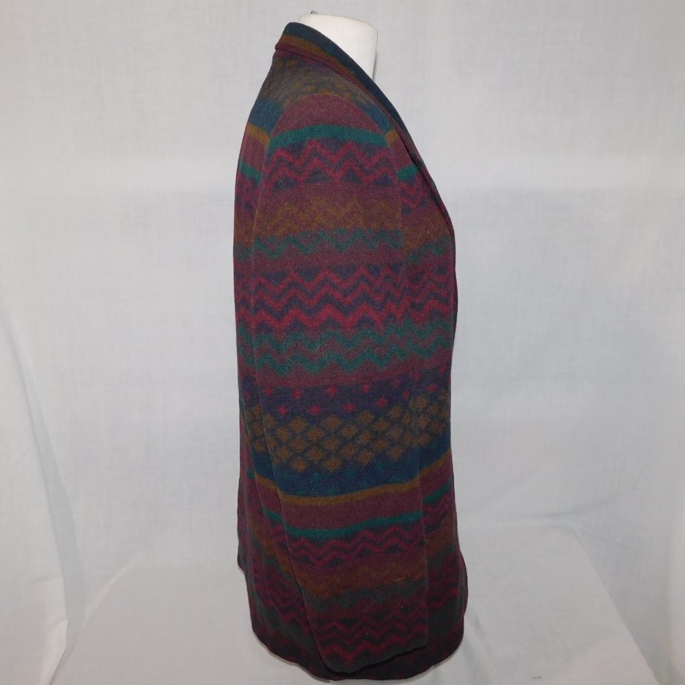 VTG 90s Navajo Southwestern Print Oversized Wool Blend Blazer Two Roads Women 11 - Picture 12 of 15